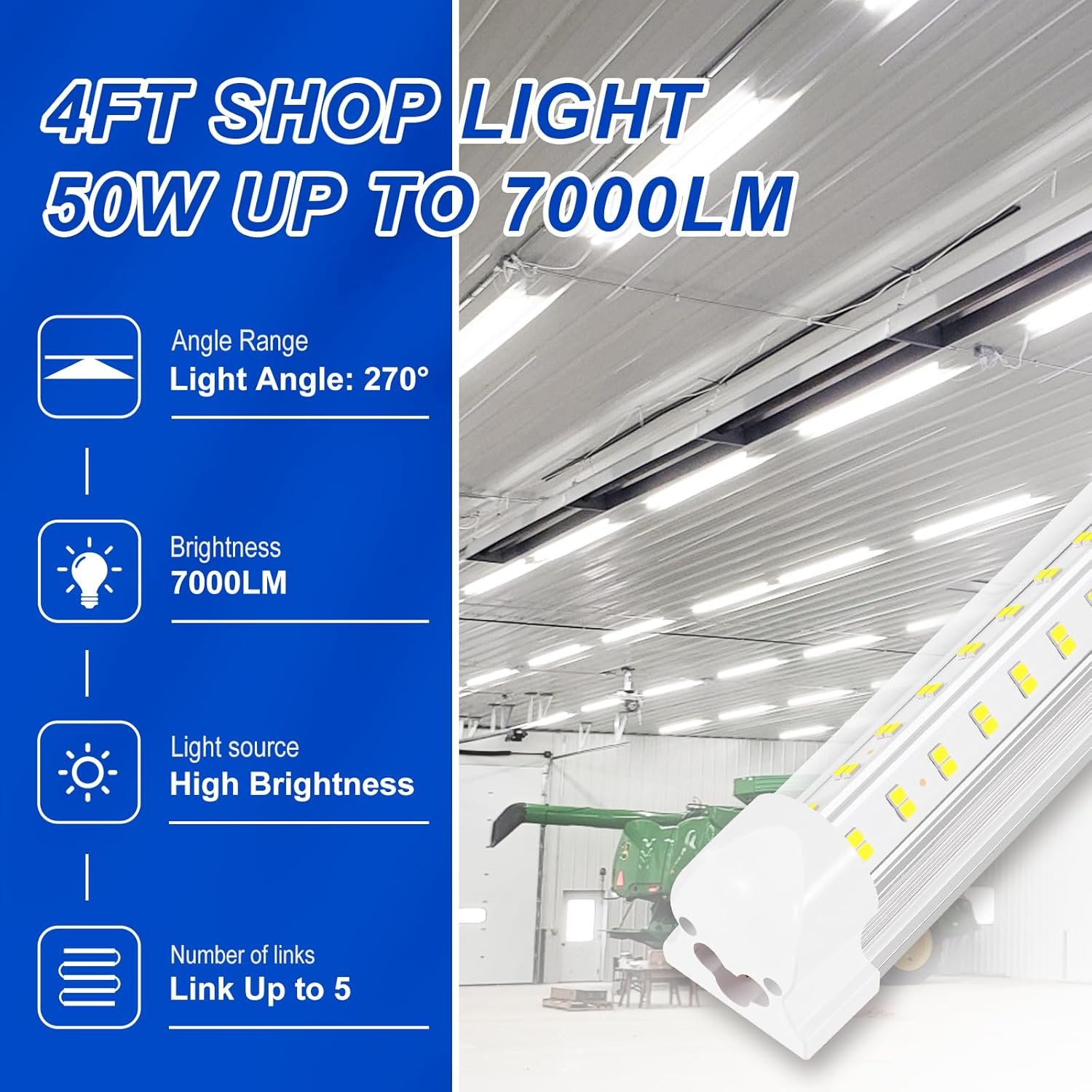 4ft led shop light 50w 7000lm