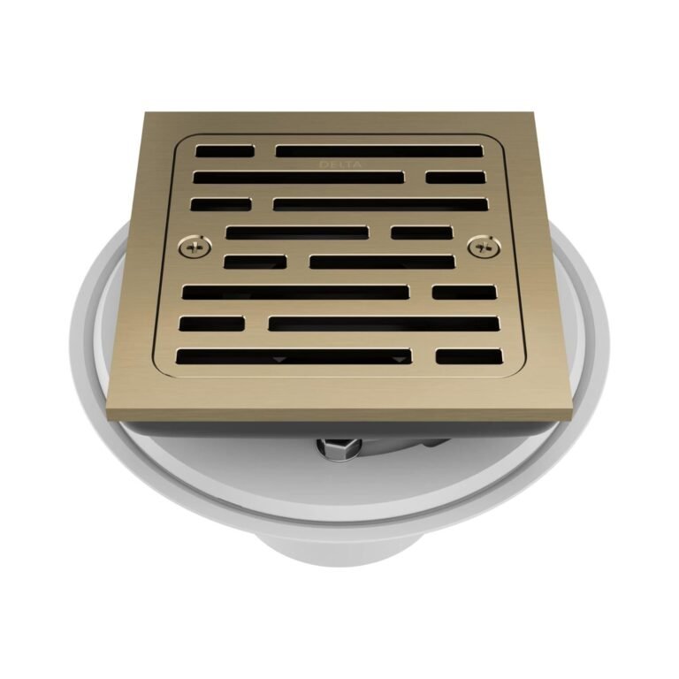 Ultimate Delta Tile-In Shower Drain Review – 4″ Square Drain with Champagne Bronze Finish 3 Tile-in shower drain by Delta with square champagne bronze grate and linear slot pattern